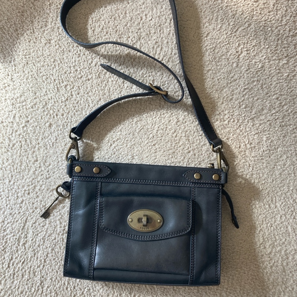 Fossil Black Leather Crossbody Bag